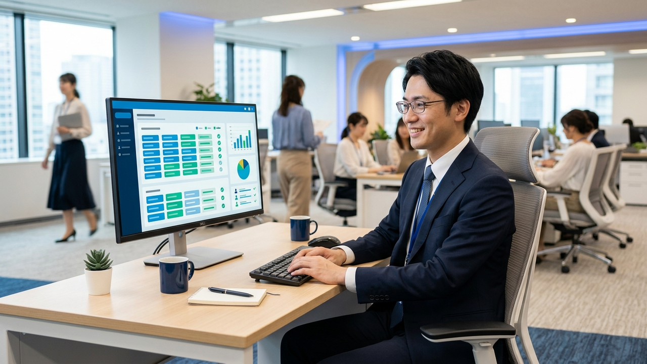 Google Workspace管理コンソールでライセンスを割り当て・解除し、コストを最適化している管理者の様子