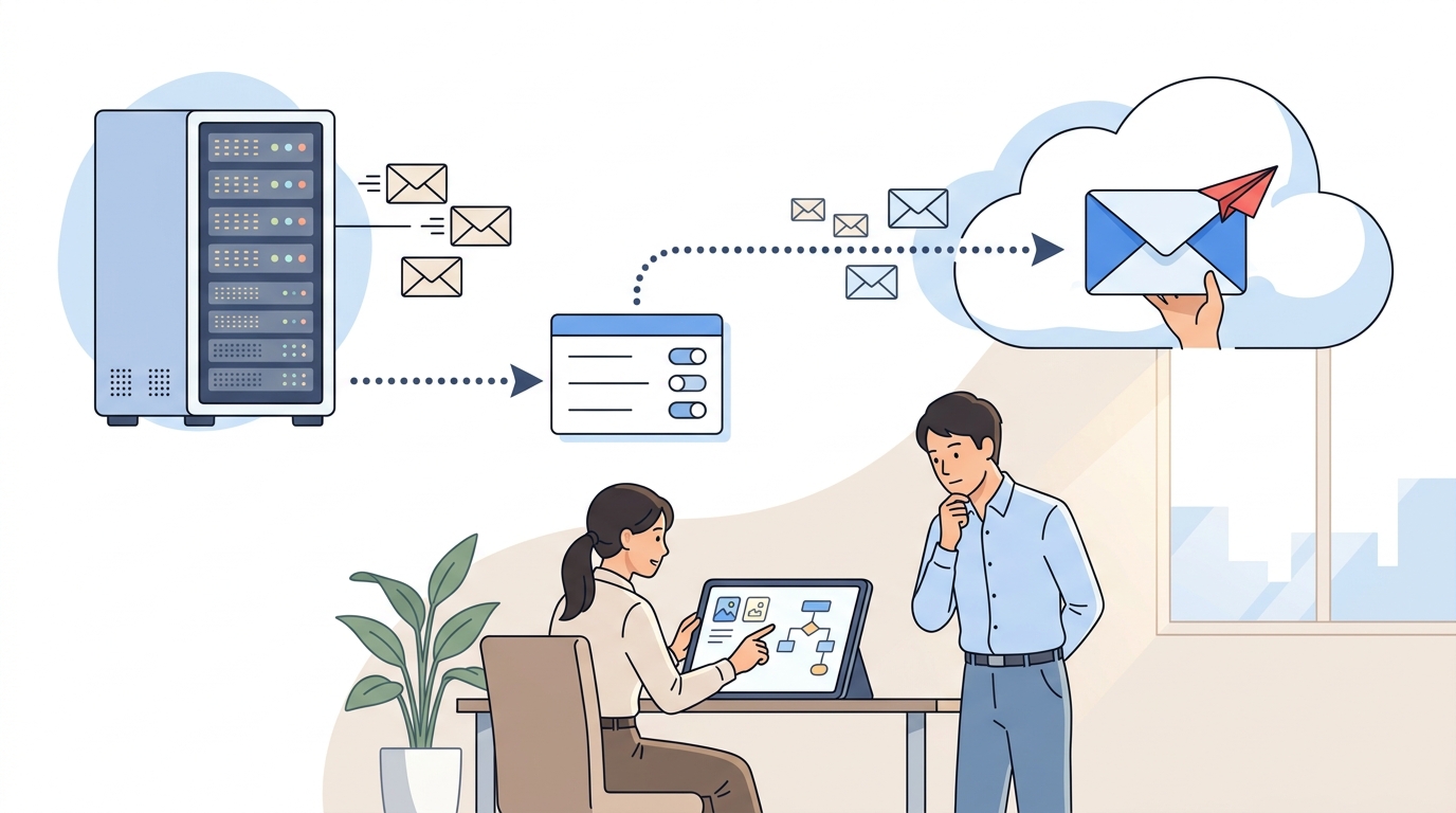ロリポップ！で管理する独自ドメインのメールをGoogle Workspaceへ移行するイメージ